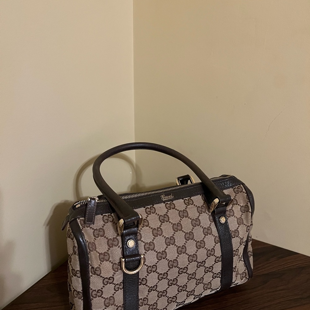 GUCCI Canvas Brown Abbey Boston Bag